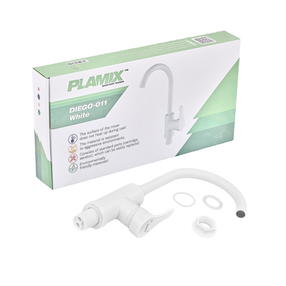 Змішувач для кухні Plamix Diego-011 White (без підведення) (PM0657)