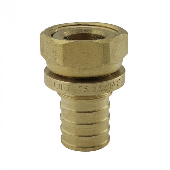 Перехідник з накидною гайкою під плоске ущільнення Koer KA.A08F-25S - 25(3.5mm) x 3/4"F (KR4868)