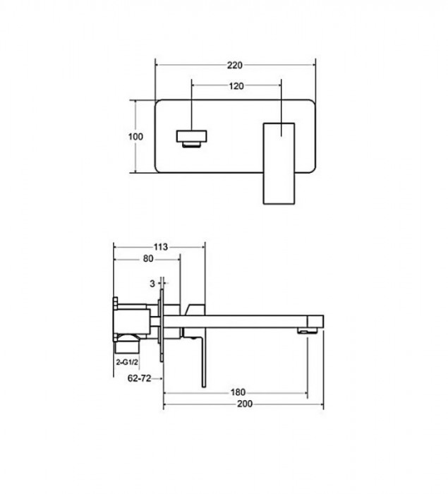 Змішувач до умивальника MODERN/VARIUM чорний мат (прихованого монтажу)