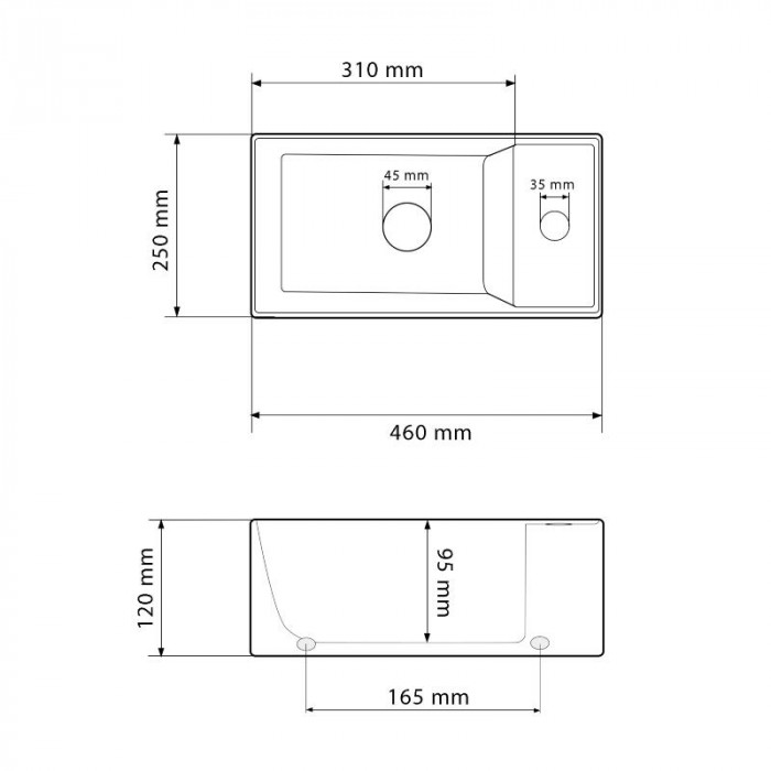 Умивальник (раковина) VBI LECCE L WHITE накладний підвісний