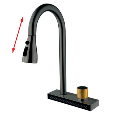 Змішувач  для кухні Mixxus FOL-014 Graphite з висувною лійкою та функ.&quot;водоспад&quot; з нерж.сталі (колір графіт) (MI6342)