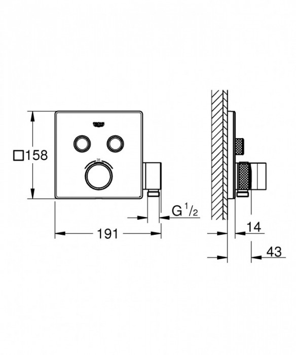 Термостат прихованого монтажу на 2 споживача Grohe Grohtherm SmartControl (29125000)