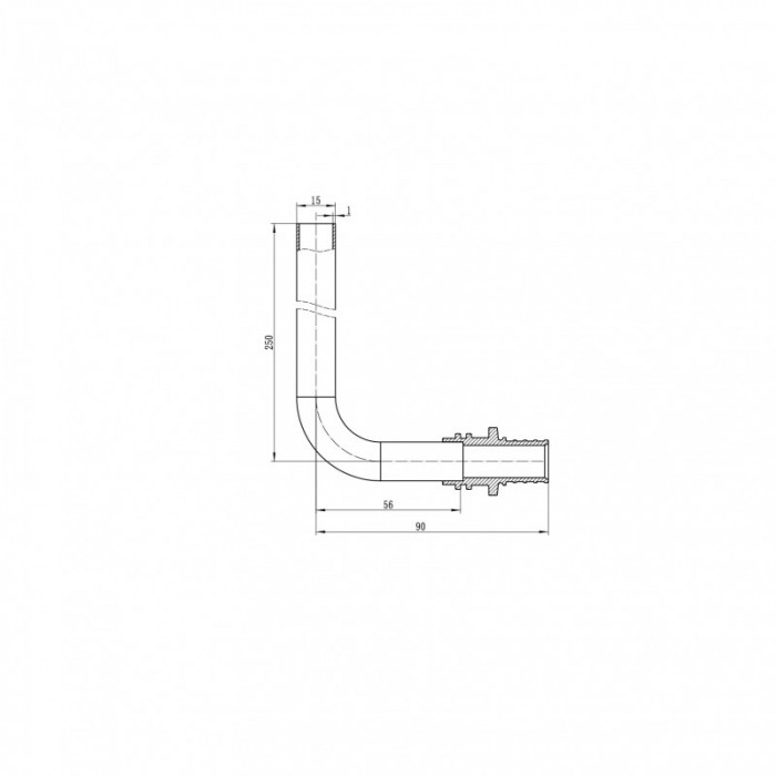 Трубка Г-подібна для приєднання радіатора Koer KA.D20-250 - 20(2.8mm) x 15-250mm (KR4903)