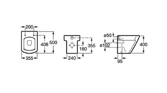 Унітаз підлоговий Roca Hall без сидіння, під прихований бачок, колір білий A347627000