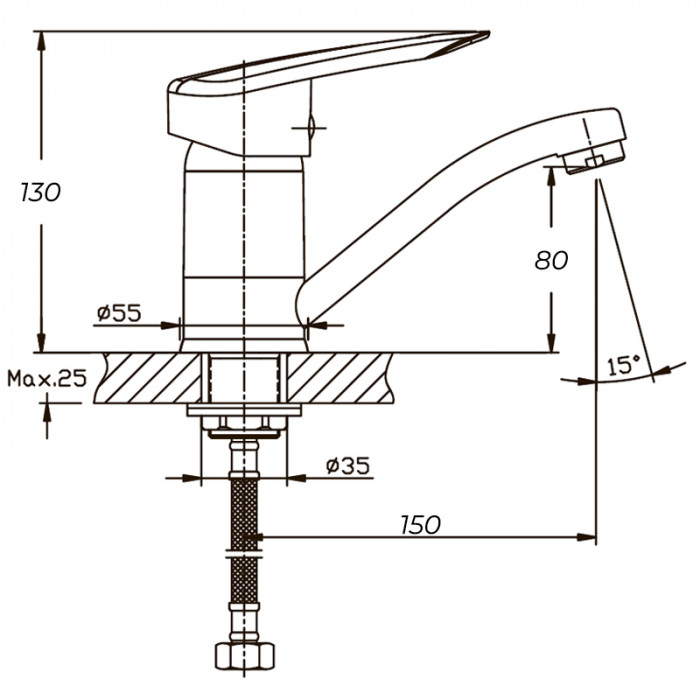 Змішувач для умивальника Haiba Disk 555 (вилив 15 см) (HB0058)