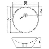 Раковина JAQUAR JDS накладна Ø450 мм, біла JDS-WHT-25905