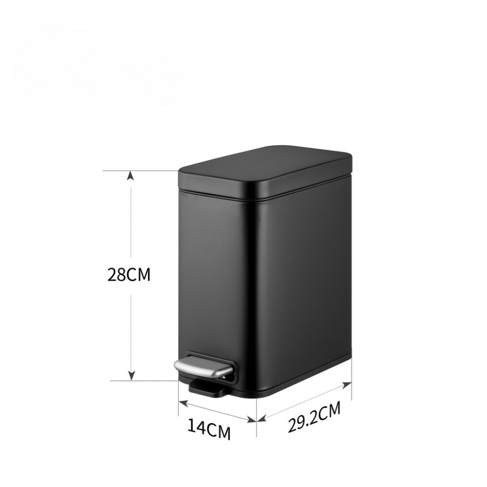Відро для сміття з плавним закриттям прямокутне MIXXUS PREMIUM QUADRO-TC0105 BLACK 5 л (колір чорний) (MI7061)