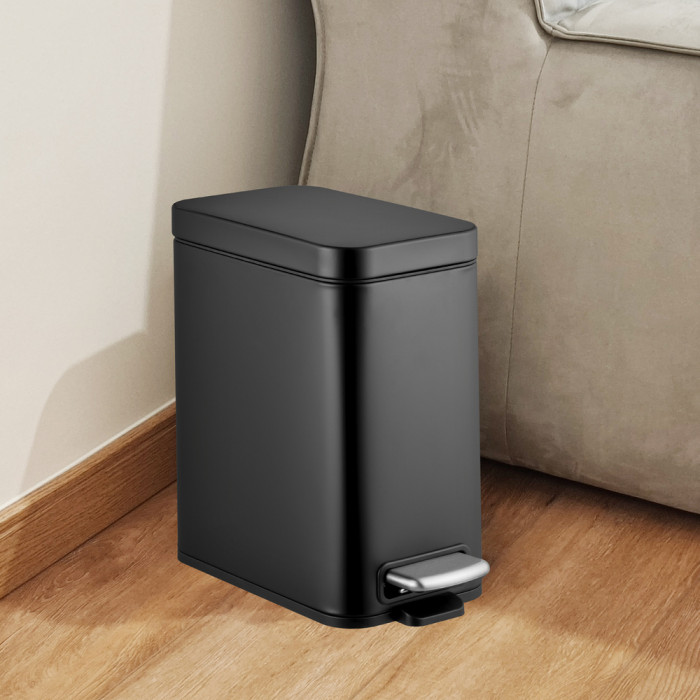 Відро для сміття з плавним закриттям прямокутне Mixxus Premium Quadro-TC0105 Black 5 л колір чорний (MI7061)