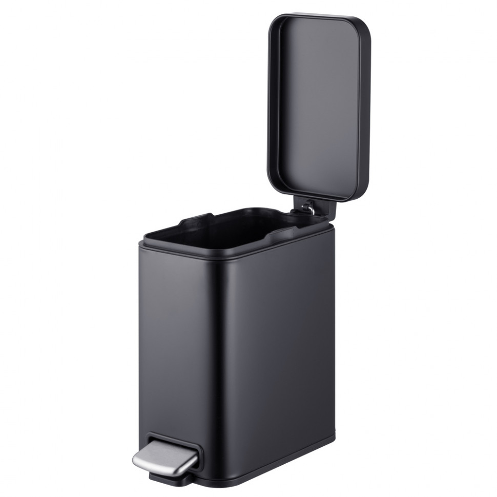 Відро для сміття з плавним закриттям прямокутне MIXXUS PREMIUM QUADRO-TC0105 BLACK 5 л (колір чорний) (MI7061)