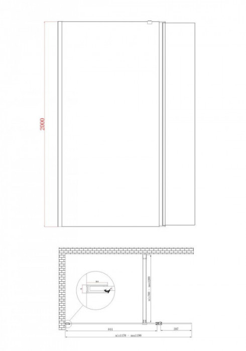 Душова перегородка Koer SR SP03-120x200-TR-01 Walk-In прозоре скло Easy Clean 8мм, хром (KR5398)