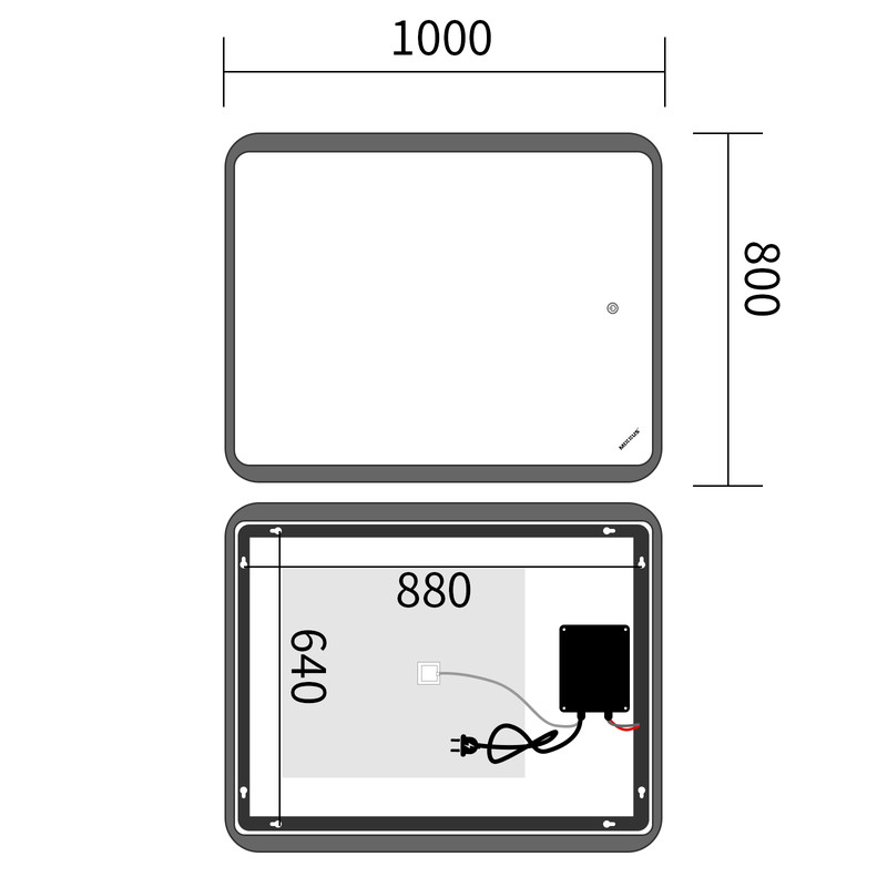 Дзеркало MIXXUS PREMIUM OLIVARY MR19-100x80-REVERSE з LED Touch, Anti-fog, димером (3-6,5kK) (MP6629)