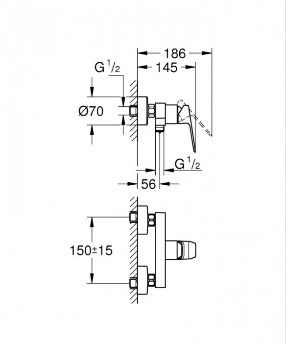 Одноважільний змішувач для душу Grohe Cubeo (1018242430)