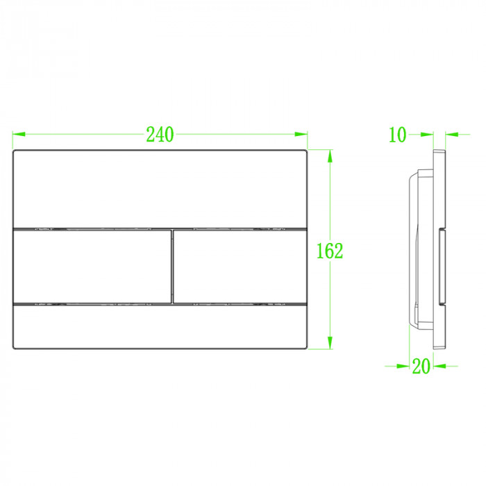 Панель змиву Koer KT-0603-01 240x160x10mm пластикова, кнопка лінійна (KR5319)