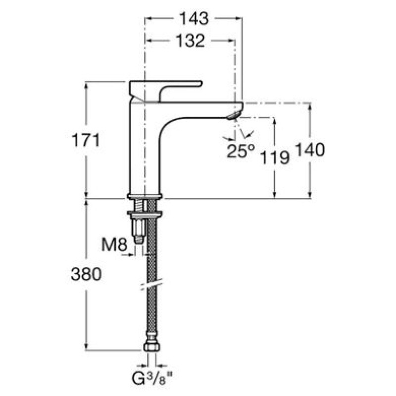 Смеситель для раковины ROCA L20 однорычажный h171, хром A5A3B09C00