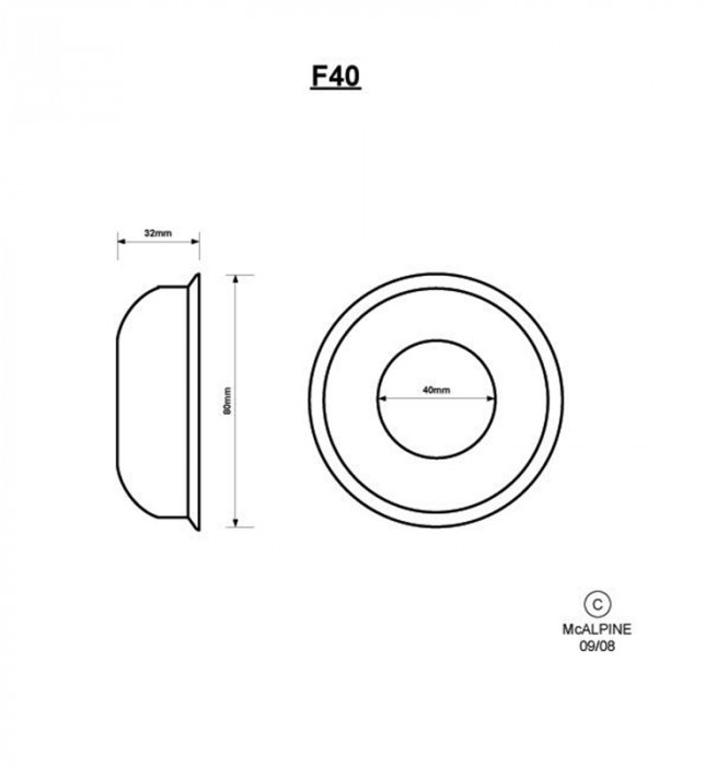 Розета маскирующая глубокая 40 mm, F40