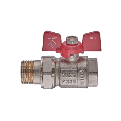 Кран з американкою Nolf classic NFC.921-08-3/4&quot; FM ГШМ, ручка &quot;метелик&quot; червона (NF3151)