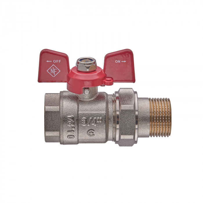 Кран з американкою Nolf classic NFC.921-08-3/4" FM ГШМ, ручка "метелик" червона (NF3151)