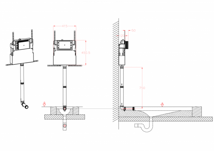 Інсталяційний бачок для чаші Генуя Koer KT-0406 420x120x1200mm без панелі змиву (KR5315)
