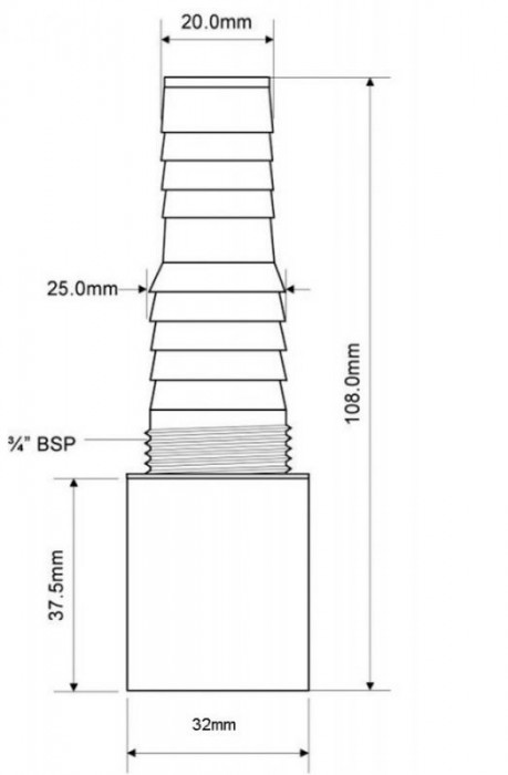 Наконечник підключення до пральної машини 32 мм MRWMF32
