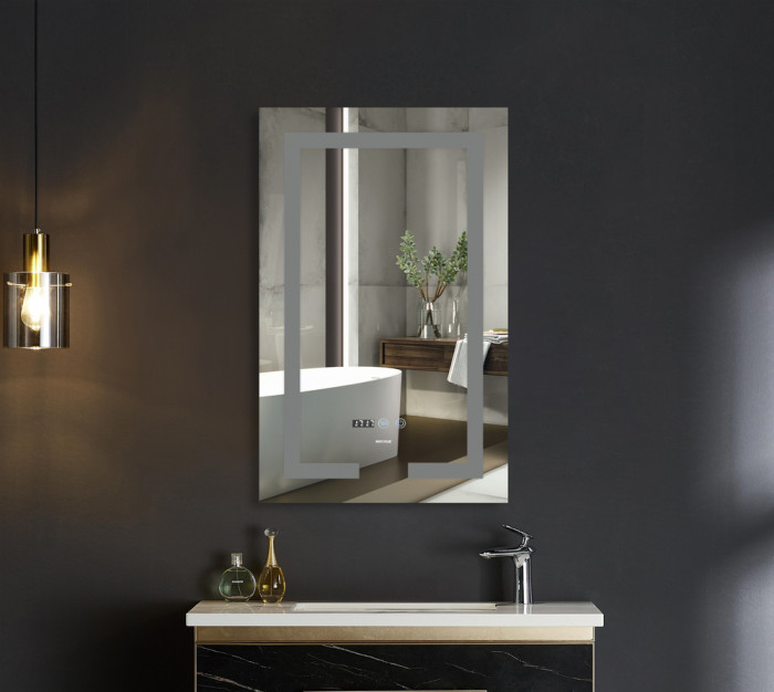 Дзеркало Mixxus HARD MR06-60x80 з Led Touch, Anti-fog, димером, регулятором яскравості, годинником (MI6929)