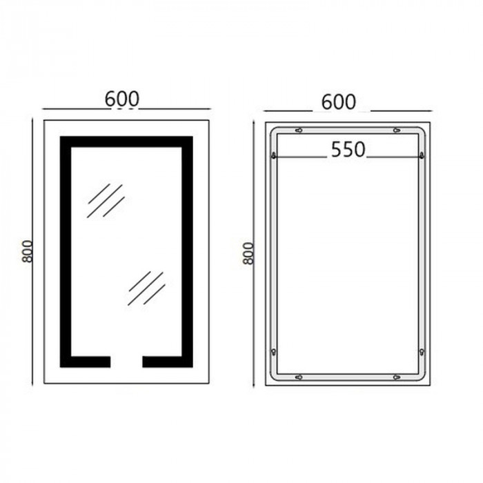 Дзеркало Mixxus HARD MR06-60x80 з Led Touch, Anti-fog, димером, регулятором яскравості, годинником (MI6929)