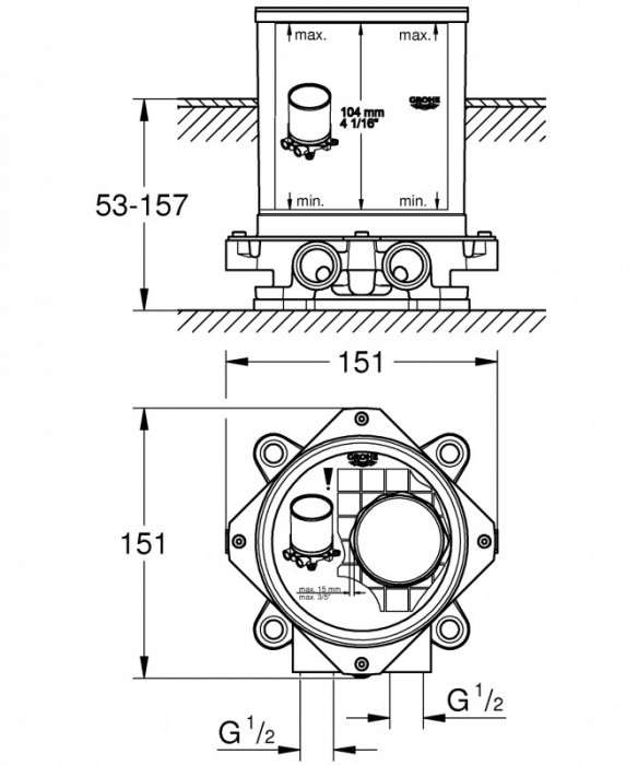 Вбудована частина підлогового змішувача Grohe (45984001)