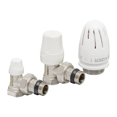 Комплект для підключення радіатора Koer SET-11 - 1/2&quot;x1/2&quot; (кутовий) з термоголовкою ВЗ (KR3175)