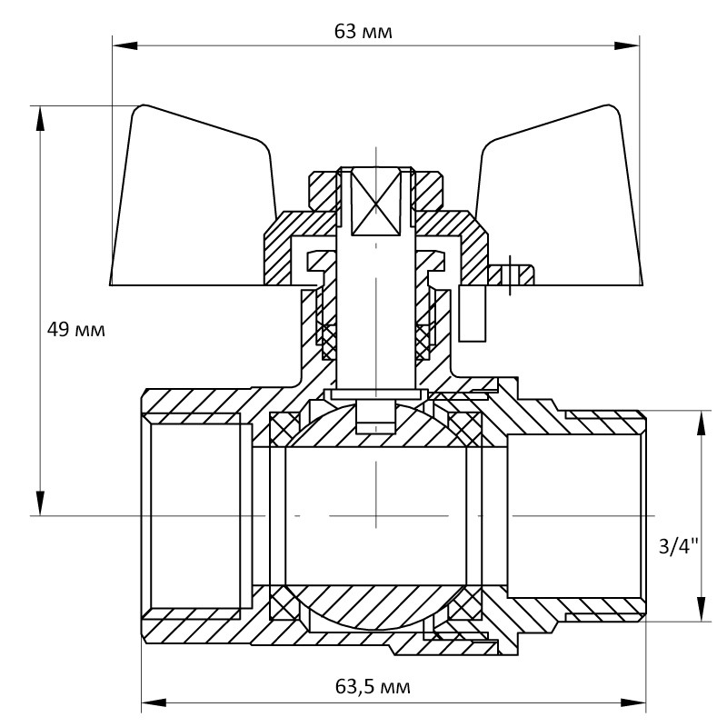 Кран кульовий KOER 3/4" ГШМ (KR.218.W) білий (KR0183)