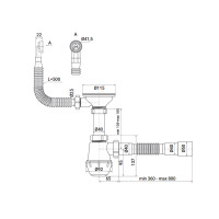 Сифон для кухні Zerix SK-02-C 3 1/2"x40 з різьбовим випуском та круглим переливом (ZX4954)