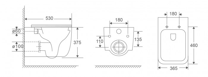 Унітаз підвісний Mixxus Premium DIVERSE-0301-T1 BLACK 530х365х373mm, система змиву TORNADO 1.0 (MP6600)
