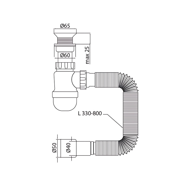 Сифон для умивальника MIXXUS SU-06-A 1 1/2"x40 з пластиковим випуском (MI8183)
