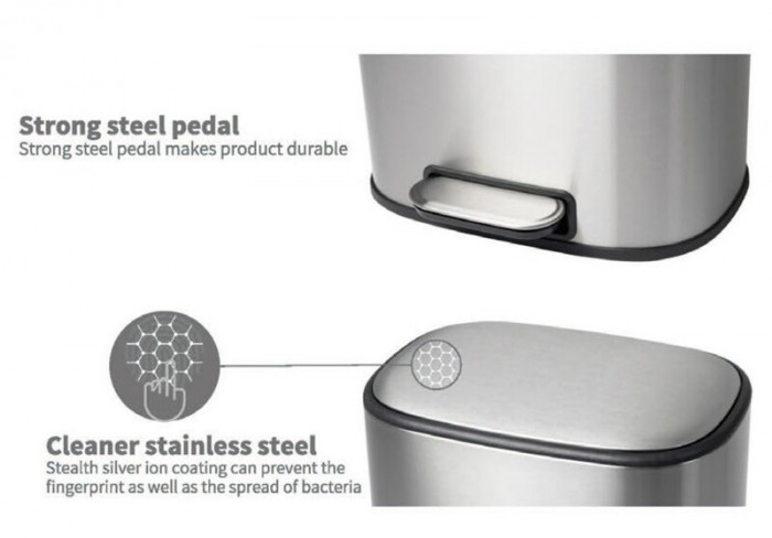 Відро для сміття з плавним закриттям овальне Mixxus Premium Diverse-TC0105 SS Color 5л колір наржавійка (MI7078)