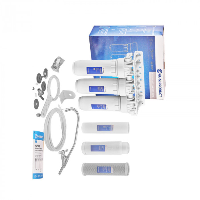 Система очищення питної води Europroduct EPV-70 3 ступеня (ППР5+пом'якшення+спресоване вугілля) (EP6220)