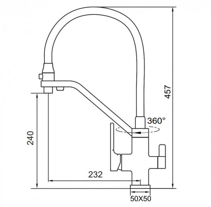 Змішувач для кухні Koer KB-72009-01 з виходом для питної води (KR5006)