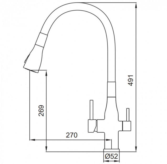 Змішувач для кухні Koer KI-72024-05 з виходом для питної води (нерж. сталь) (KR5012)