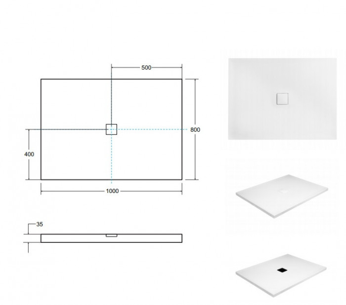 Піддон прямокутний NOX Ultraslim 100x80x3.5 + сифон