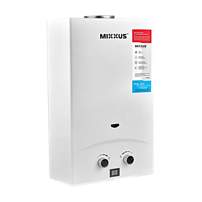Газова колонка MIXXUS GWH-0110 BASIC WHITE димохідна 10 л/хв (колір білий) (WH0022)