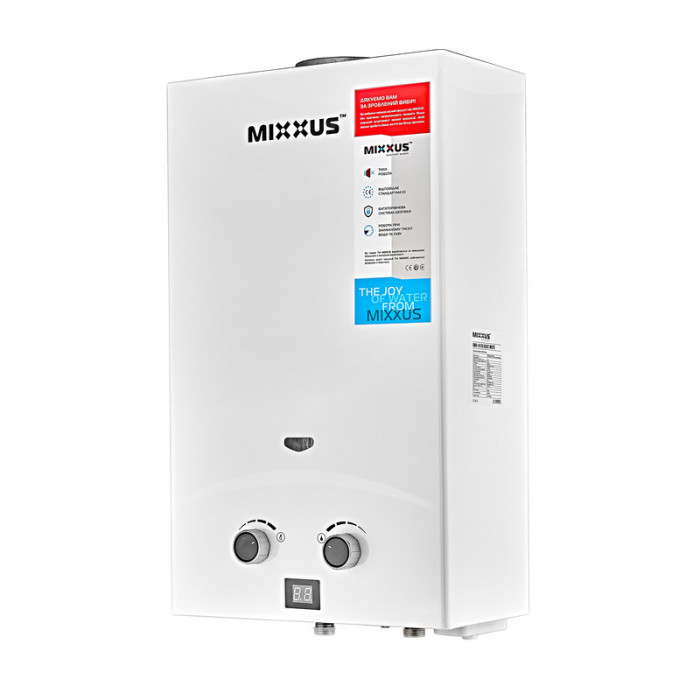 Газова колонка MIXXUS GWH-0110 BASIC WHITE димохідна 10 л/хв (колір білий) (WH0022)