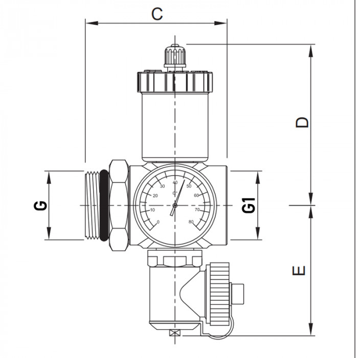 Прохідна зливна група Roho R612-100 - 1" (з повітровідвідником) (RO0154)