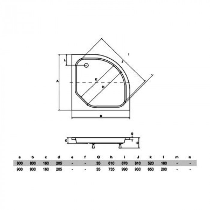 Обудова до піддона DIPER II 80Х80Х26