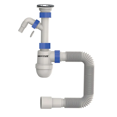 Сифон для умивальника Mixxus SU-02-B 1 1/2&quot;x40 з литим випуском та відводом для пральної машини (MI8185)