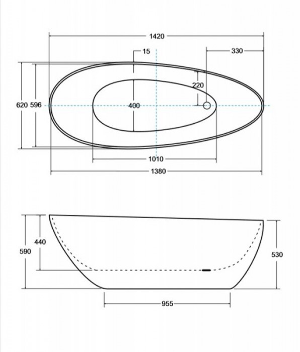 Ванна GOYA XS ретро 142x62 з сифоном клік-клак