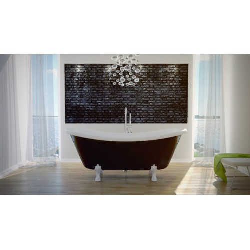 Ванна AMELIA ретро 190х77 чорна зовні біла всередині з ногами білими