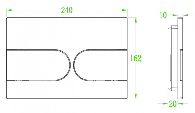Панель змиву KOER KT-0604-03 240x160x10mm пластикова, кнопка закруглена (колір білий) (KR5322)