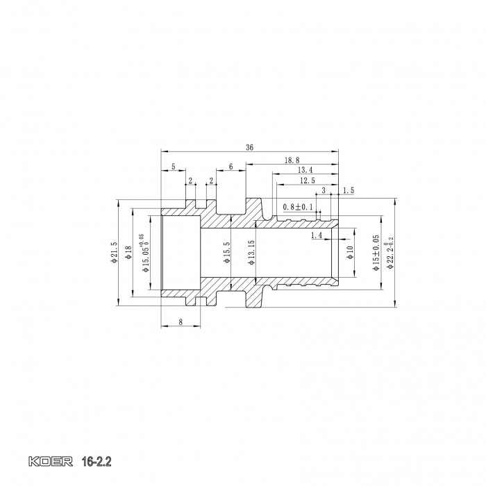 Трубка Г-подібна для приєднання радіатора Koer KA.D16-500 - 16(2.2mm) x 15-500mm (KR4904)