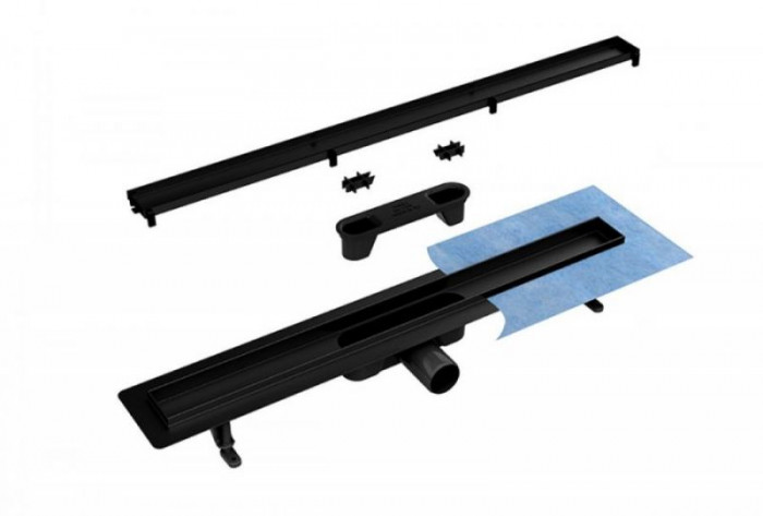 Лінійний душовий трап Virgo Nero Duo 80