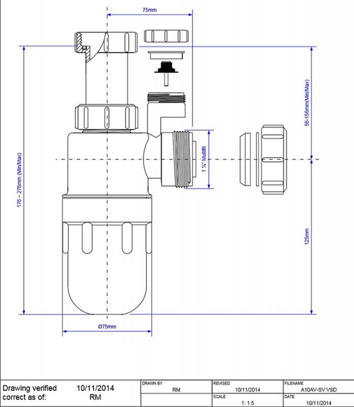 Сифон для умивальника 1.1/4х32 E31AVPF-SV