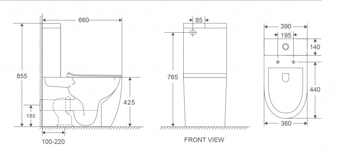Унітаз-компакт Mixxus Premium ELLIPSE-0402-T1 660х390х855mm, система змиву TORNADO 1.0 (MP6592)