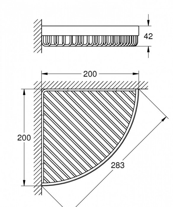 Велика кутова поличка-решітка Grohe Selection Cube (40809000)