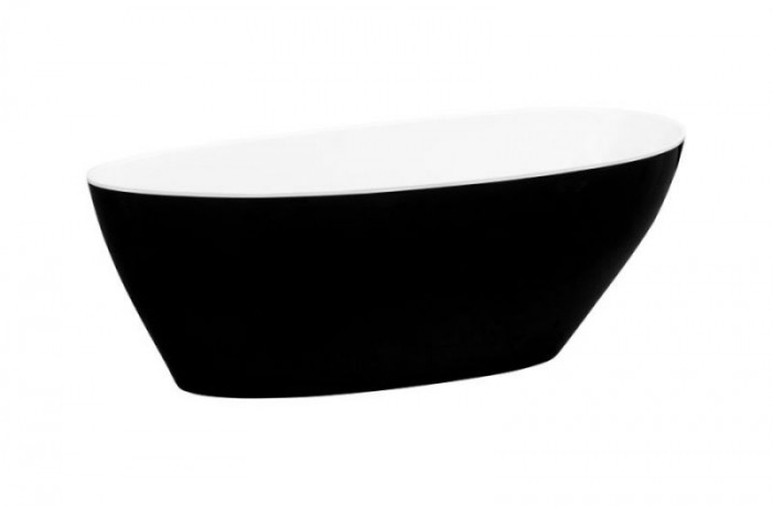 Ванна GOYA ретро 160х70 чорна зовні біла всередині з сифоном клік-клак